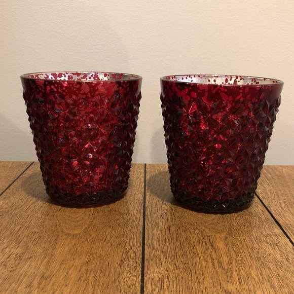 Burgundy Mercury Glass Candle Holder - Picture 1 of 2